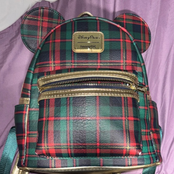 Loungefly Handbags - Loungefly Plaid Backpack with Gold Accents